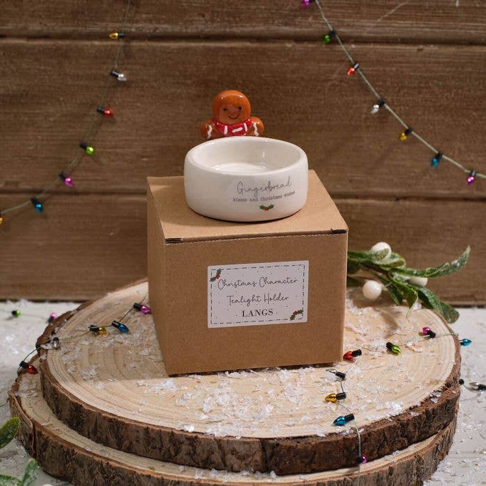 Gingerbread Kisses Ceramic Tealight Holder