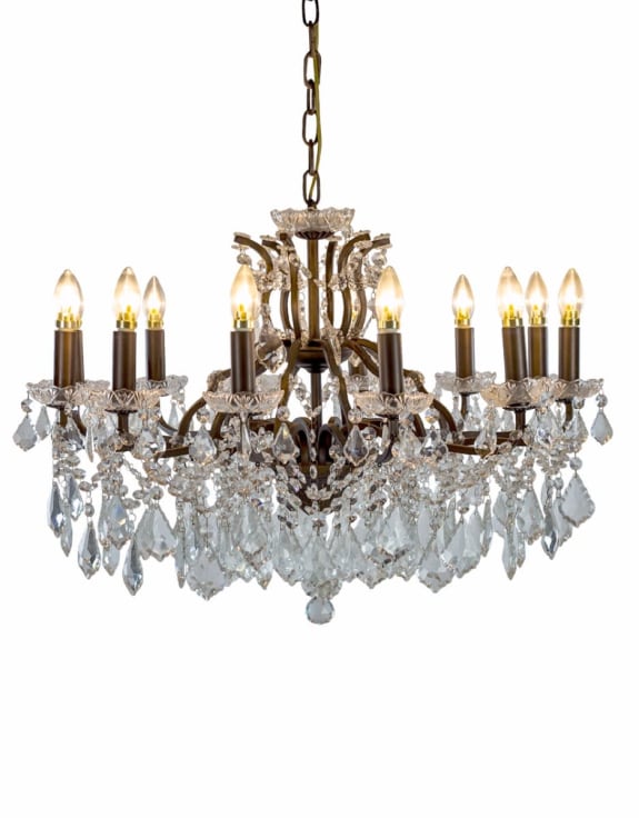 Large 12 Arm Bronze Shallow Chandelier