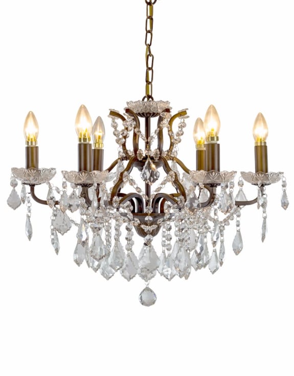 6 Arm Bronze Shallow Chandelier