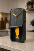 DARK GREY METAL SARDINE TIN PENDULUM WALL CLOCK
