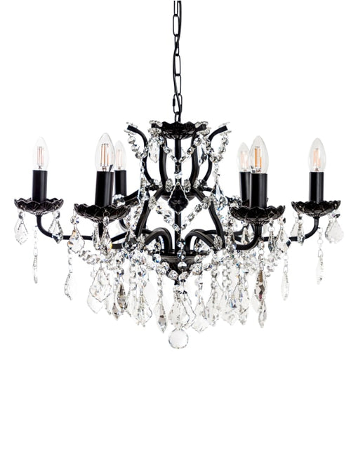 6 Arm Matt Black Shallow Chandelier Ceiling Light