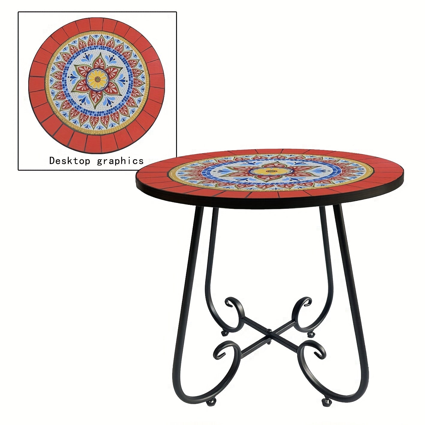 Daisy Mosaic Ceramic Tile Patio Table