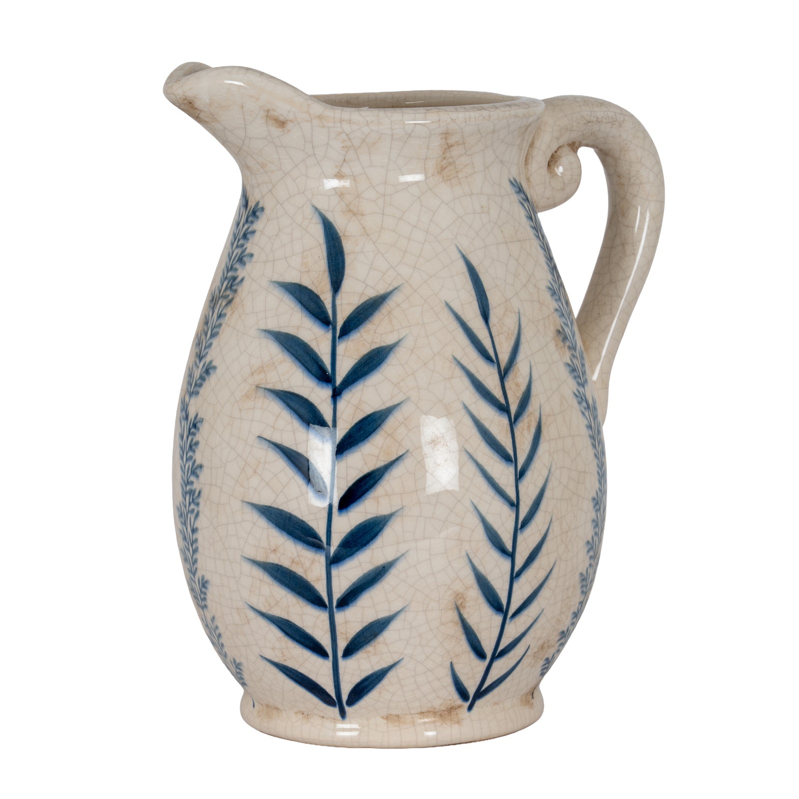 Large Blue Flora Tall Olpe Jug Vase