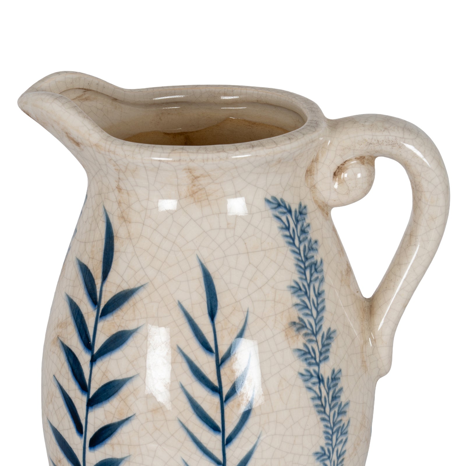 Large Blue Flora Tall Olpe Jug Vase