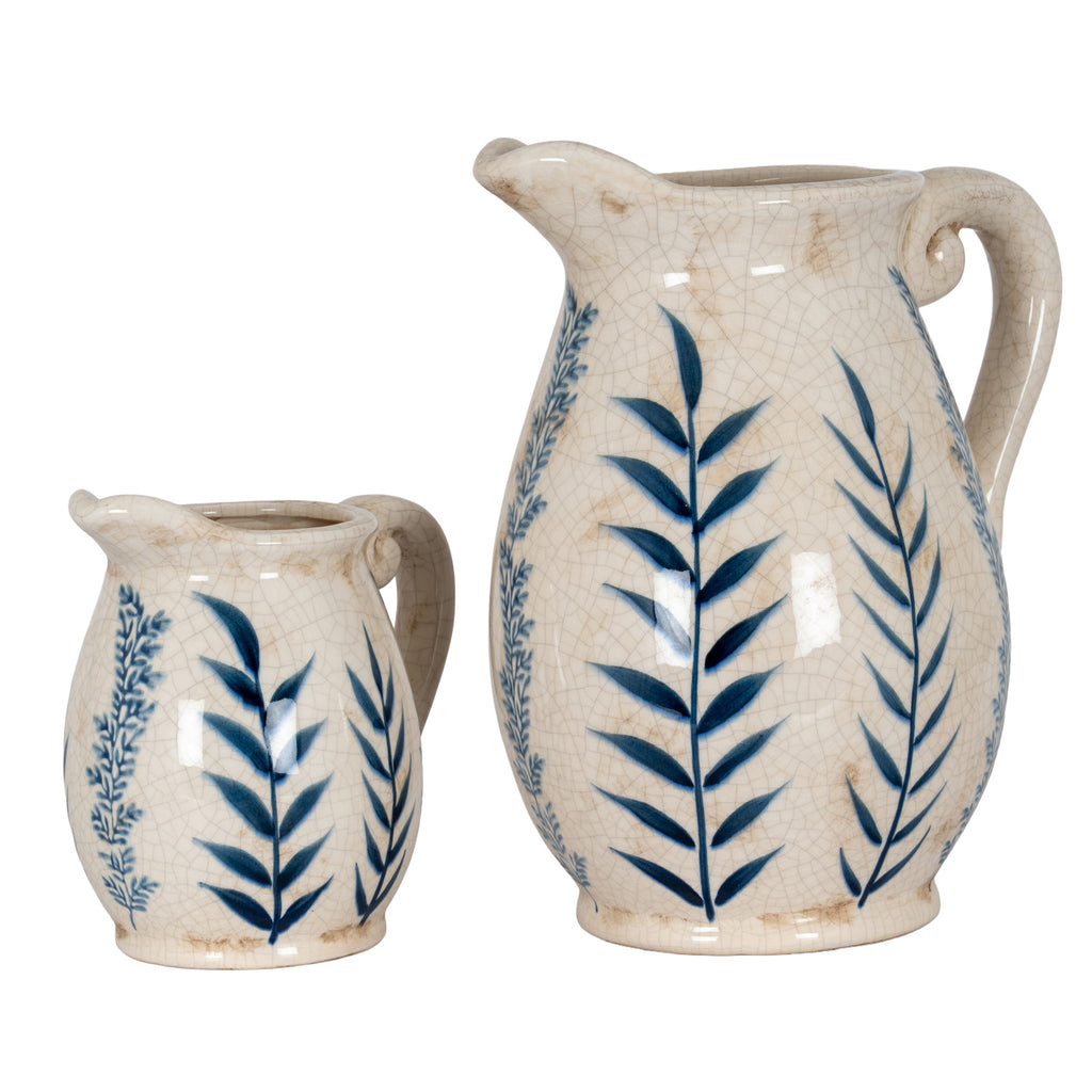 Large Blue Flora Tall Olpe Jug Vase