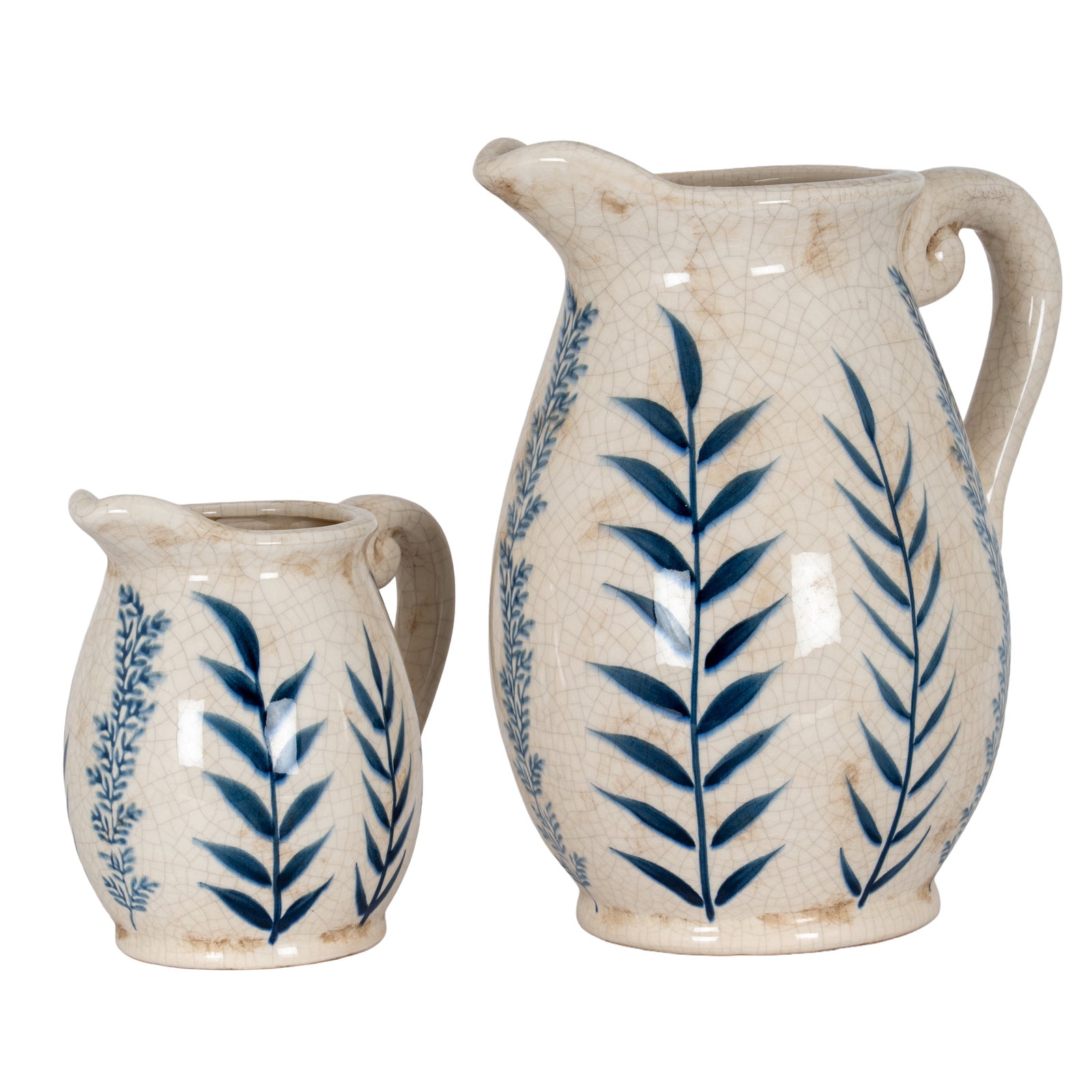 Large Blue Flora Tall Olpe Jug Vase