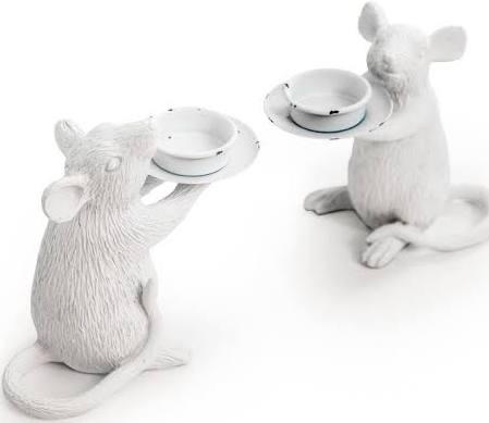 Pair Of White Mouse Candle Holders