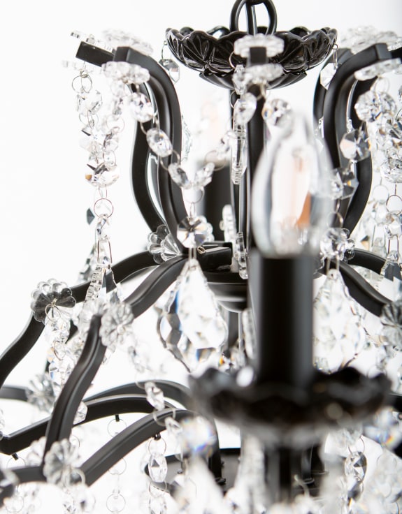 Medium 8 Arm Matt Black Shallow Chandelier