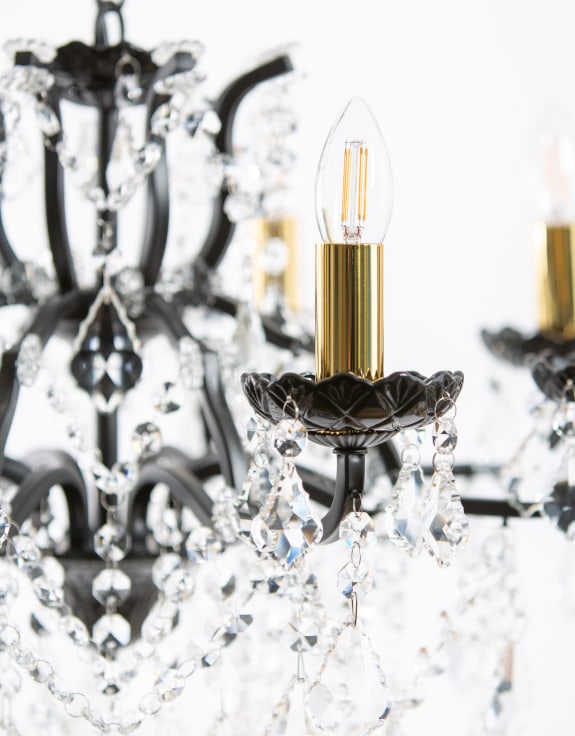 Medium 8 Arm Matt Black Shallow Chandelier