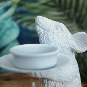 Pair Of White Mouse Candle Holders