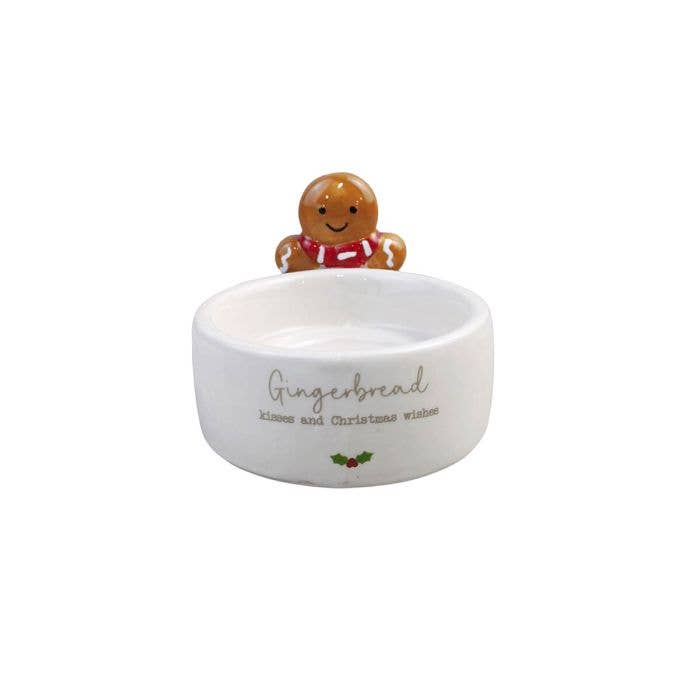 Gingerbread Kisses Ceramic Tealight Holder