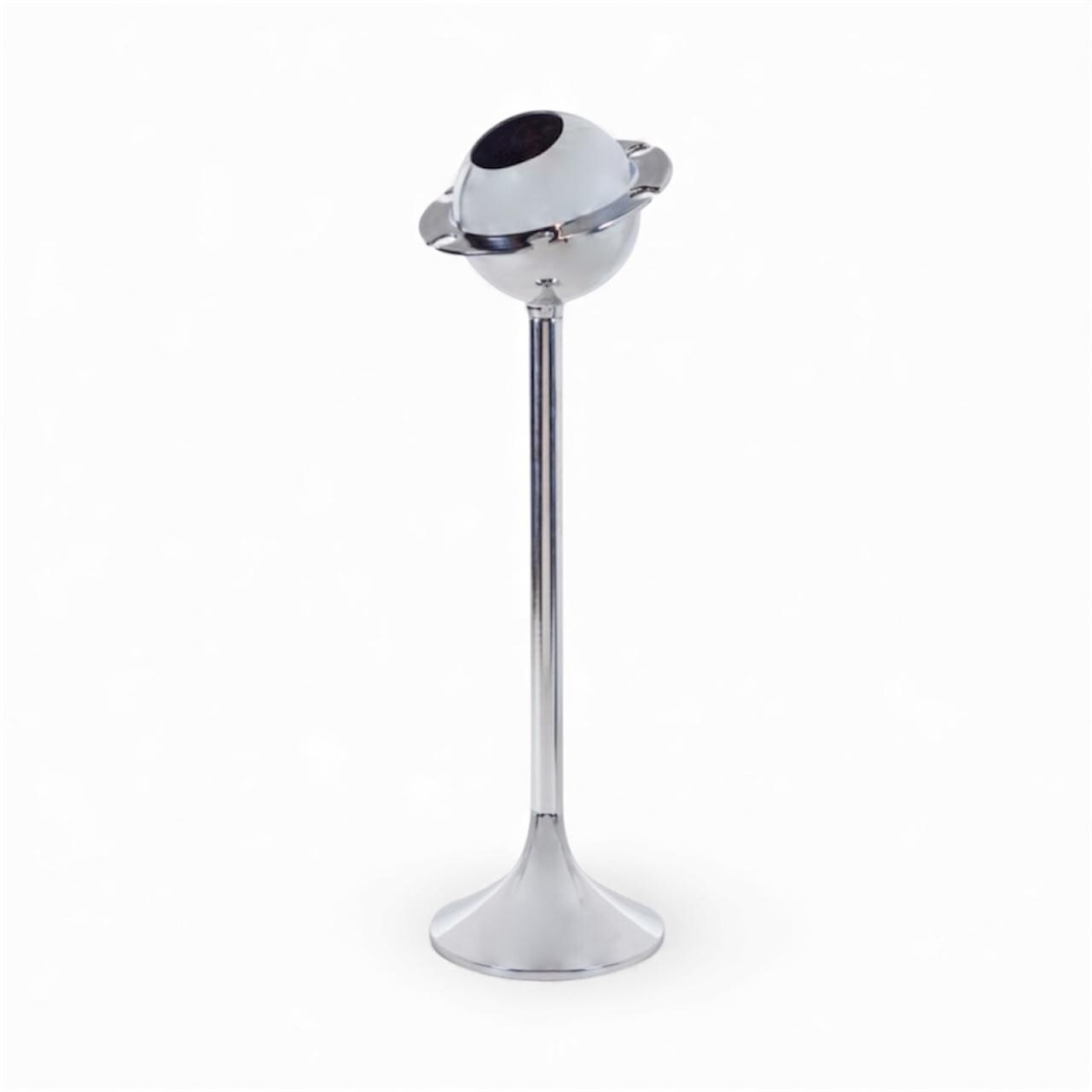 Polished Aluminium  Floor Standing Saturn Ice Bucket and Six Champagne Flutes