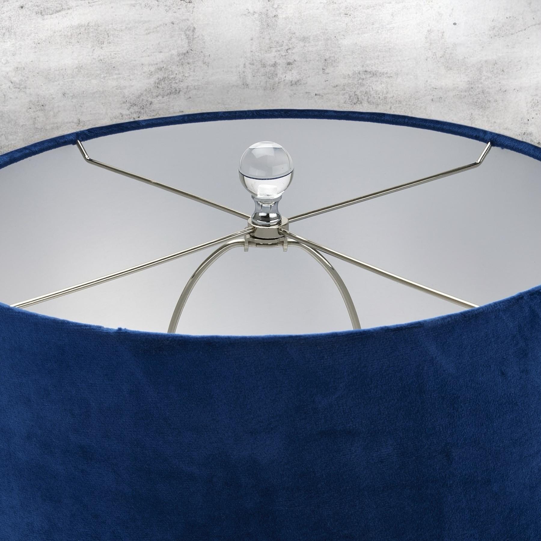 Hand Glazed Table Lamp With Navy Blue Lampshade