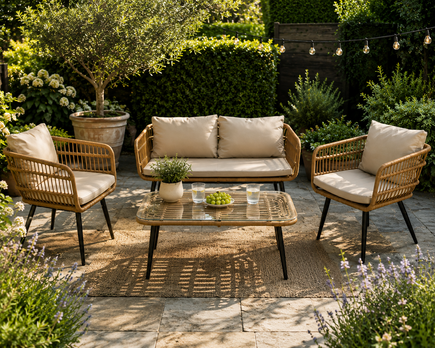 Bohemian Outdoor Bamboo Furniture Set