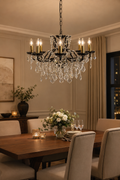 Medium 8 Arm Matt Black Shallow Chandelier