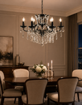 6 Arm Matt Black Shallow Chandelier Ceiling Light