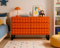 ORANGE BLOCK SOLID WOOD 6 DRAWER SIDE CABINET