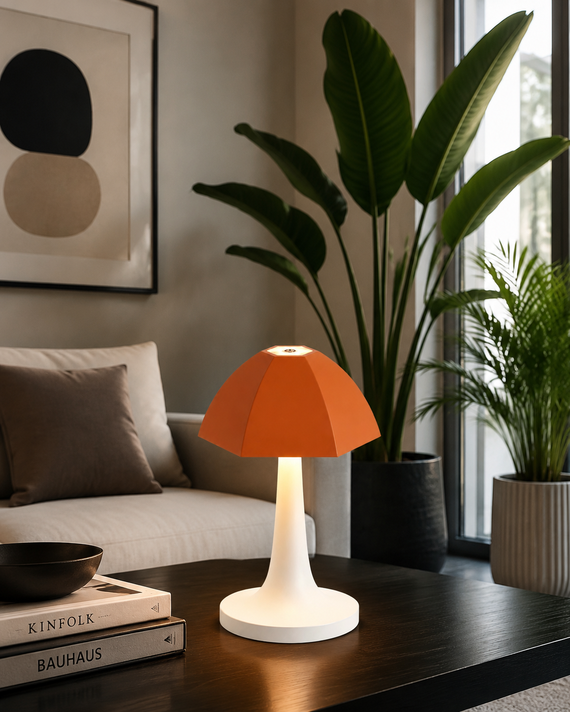 Nordic Mushroom Led Table Lamp Rechargeable Bedside In Four Colours