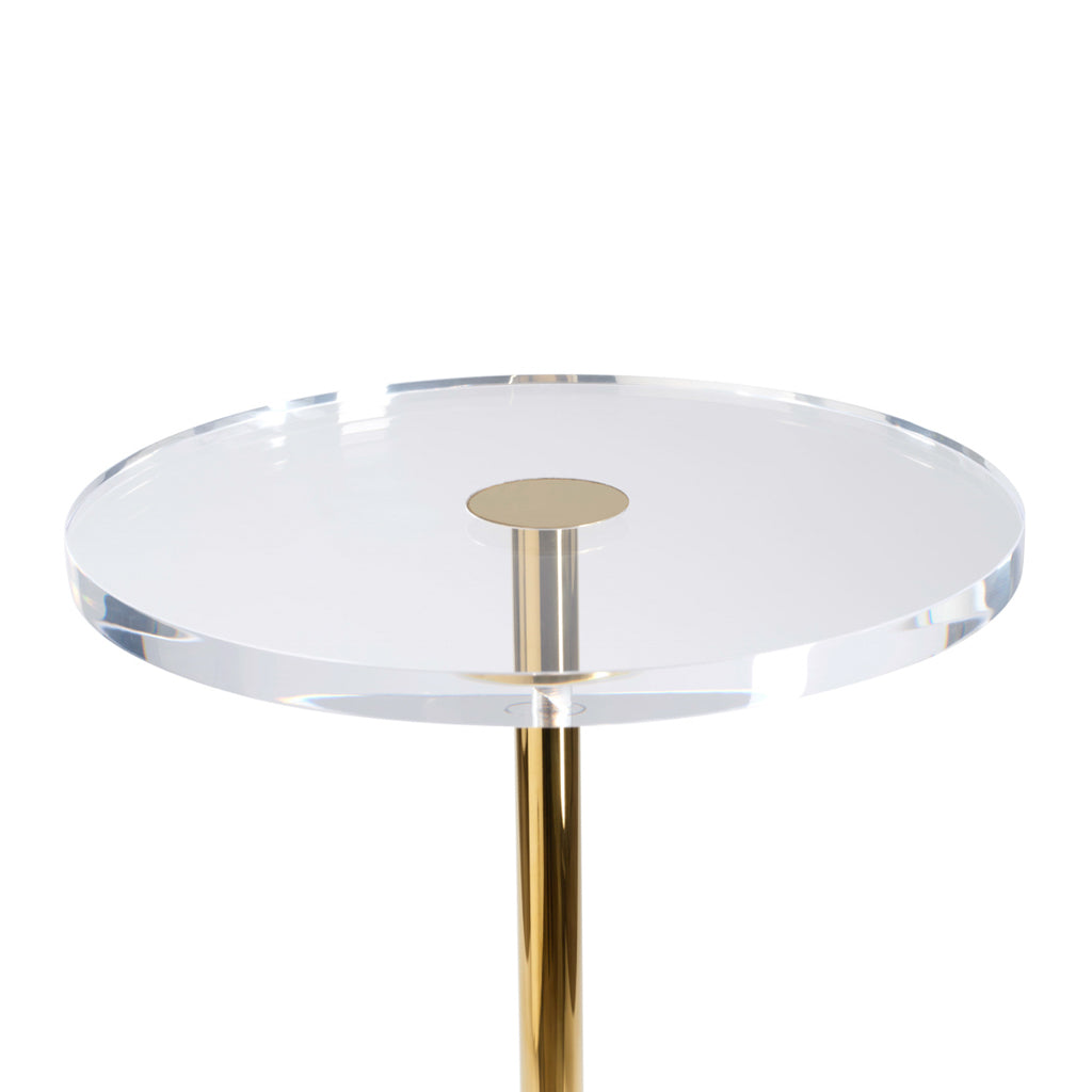 Hollywood Clear Side Table With Gold Detail
