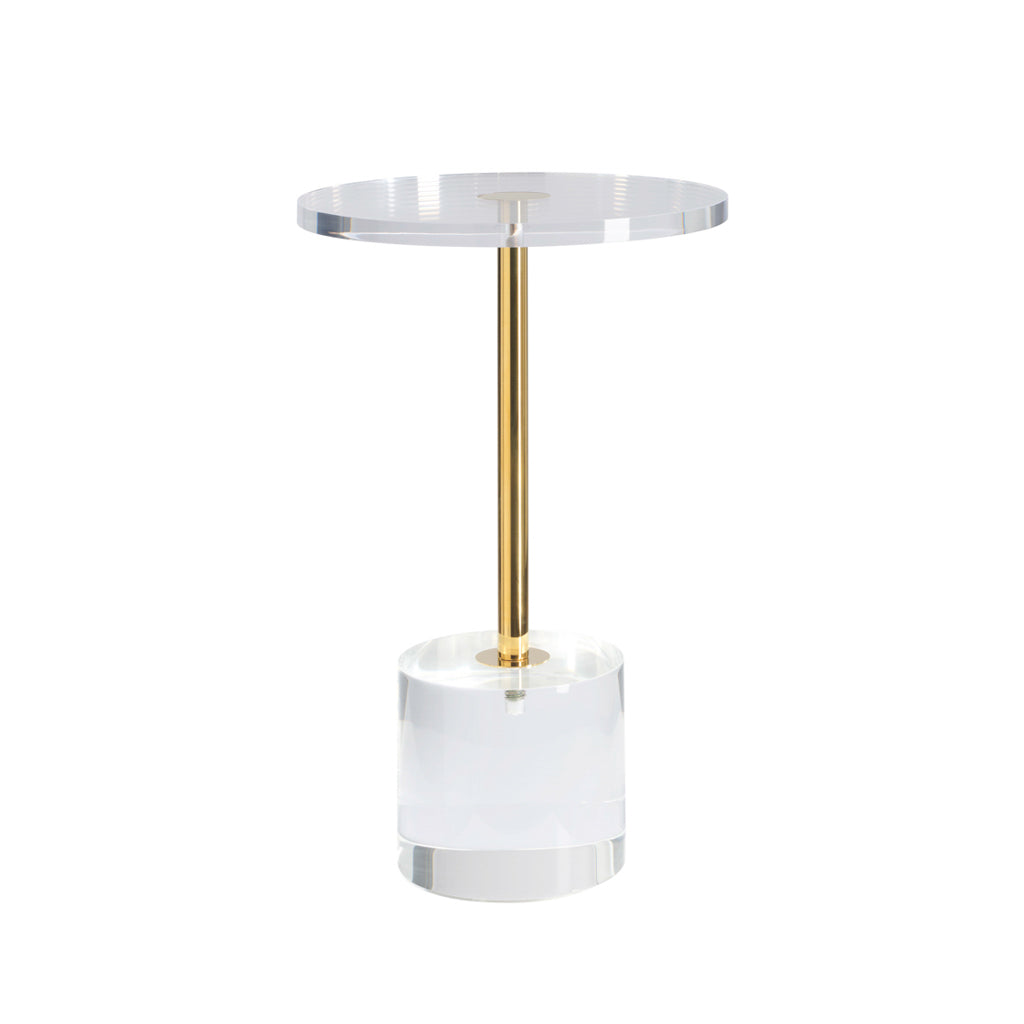 Hollywood Clear Side Table With Gold Detail