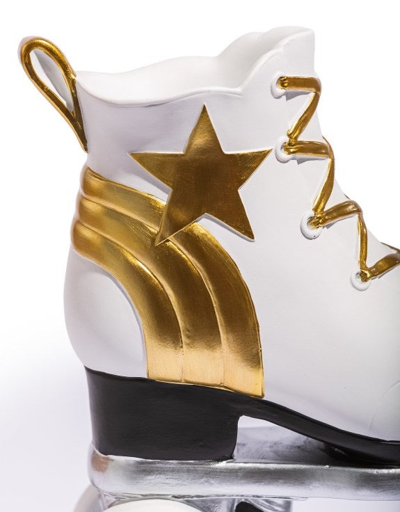 RETRO ROLLER SKATE VASE - WHITE / GOLD / BLACK