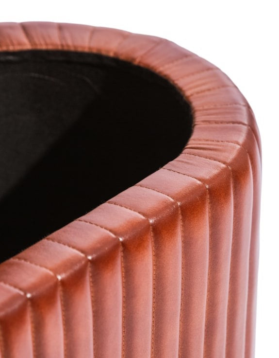 INDUSTRIAL VINTAGE RIBBED LEATHER STORAGE TRUNK