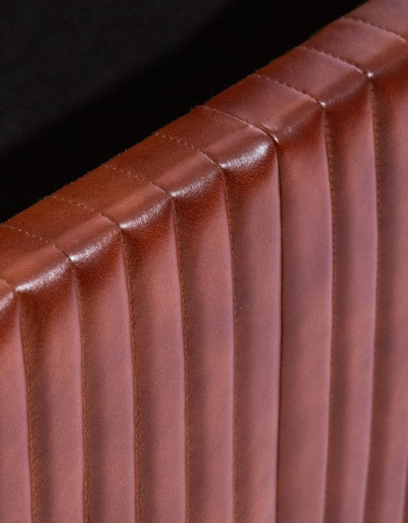 INDUSTRIAL VINTAGE RIBBED LEATHER STORAGE TRUNK