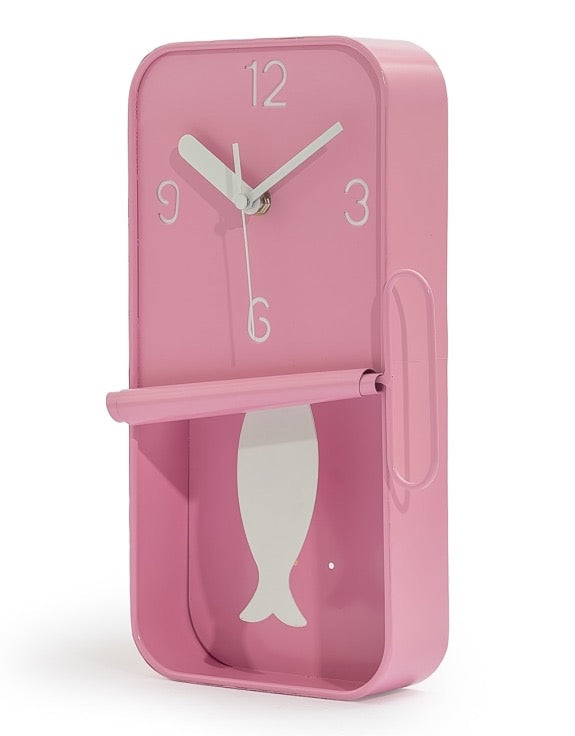 DARK GREY METAL SARDINE TIN PENDULUM WALL CLOCK
