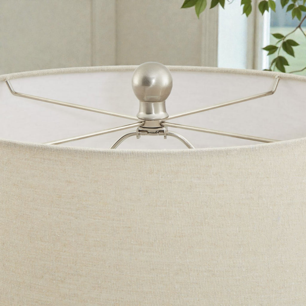 Lattice Ceramic Table Lamp With Linen Shade