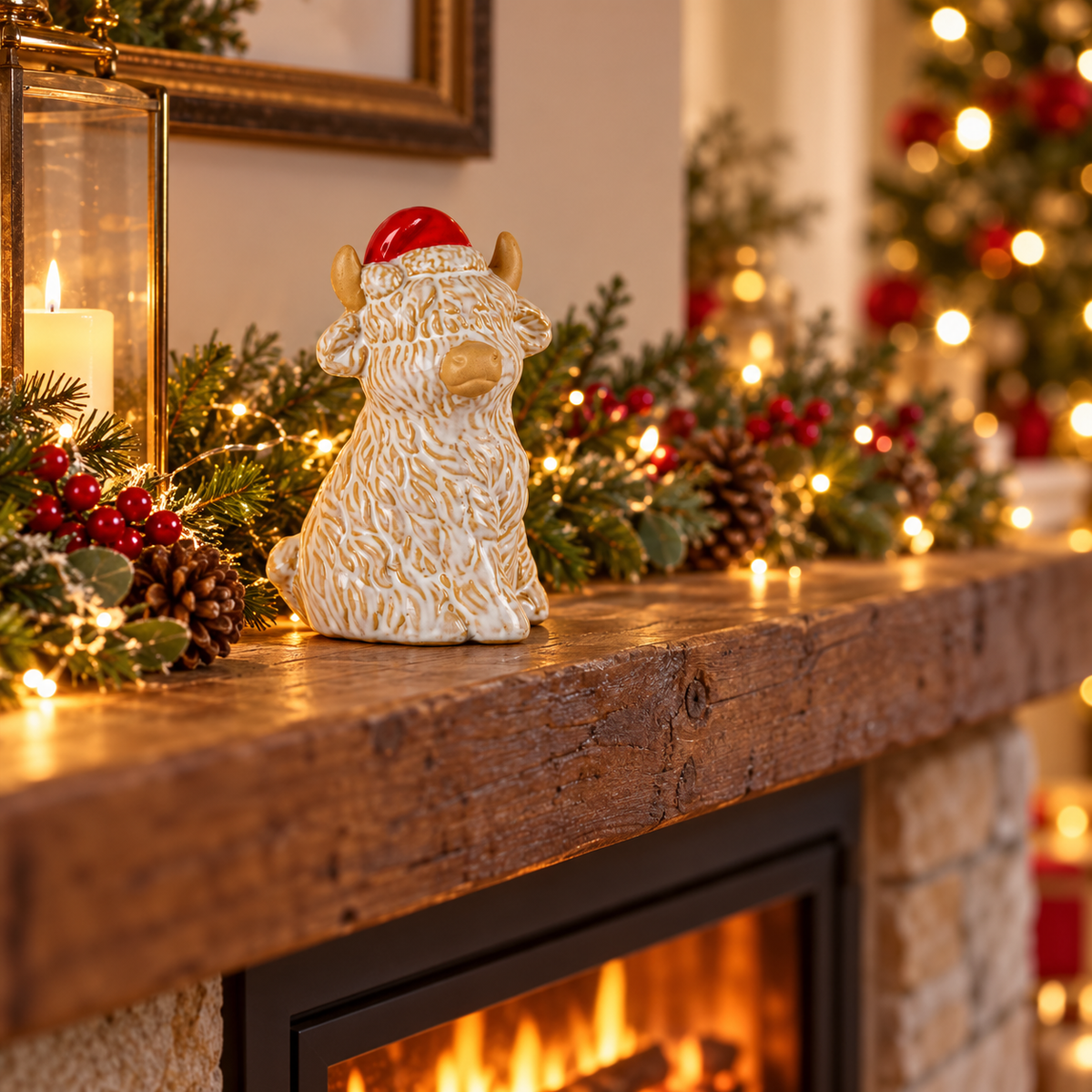 Merry Moo Ceramic Cow Ornament