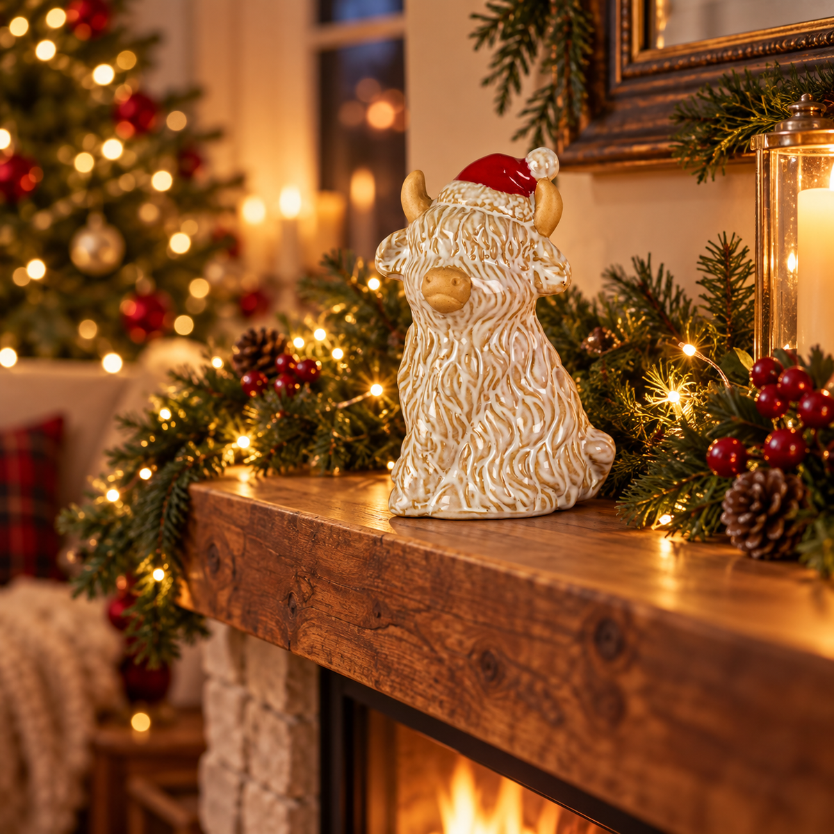 Merry Moo Ceramic Cow Ornament