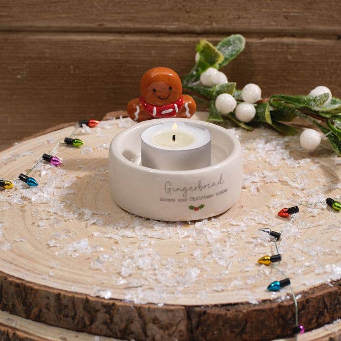 Gingerbread Kisses Ceramic Tealight Holder