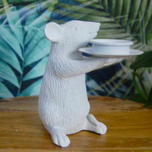 Pair Of White Mouse Candle Holders