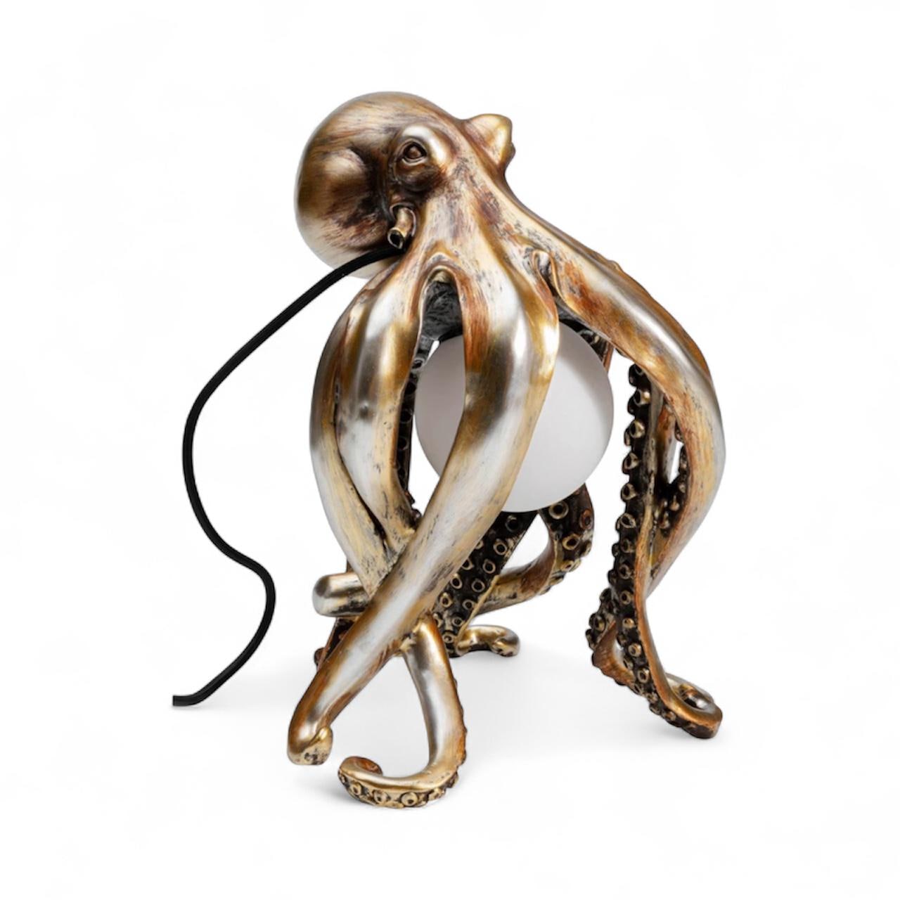 Octopus table lamp in matte gold finish *Bulb and Plug adapter included*