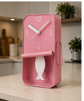 PINK METAL SARDINE TIN PENDULUM WALL CLOCK