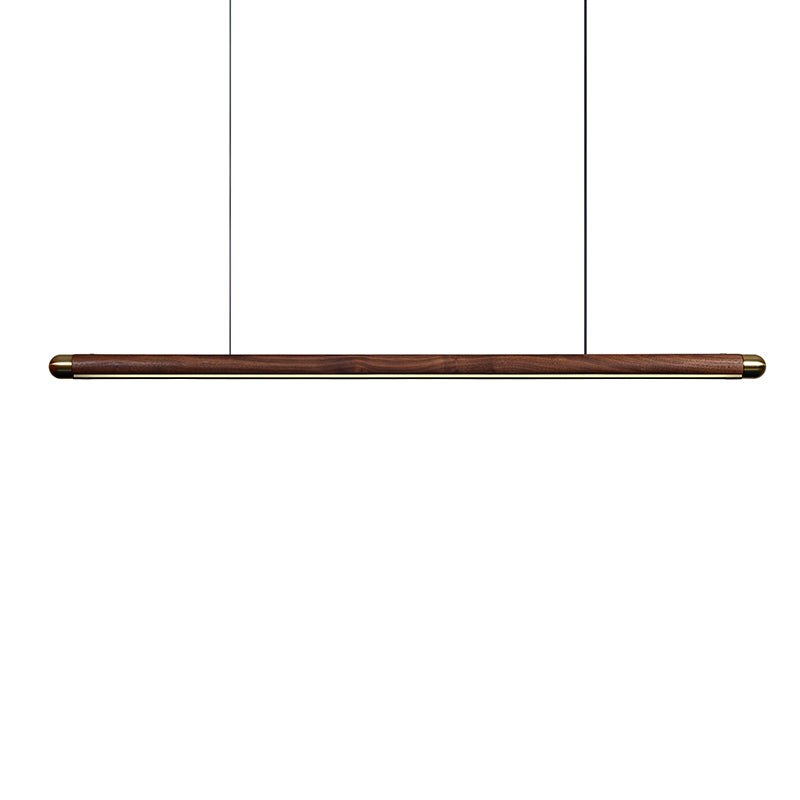 Contemporary Solid Wood and Brass Pendant Light