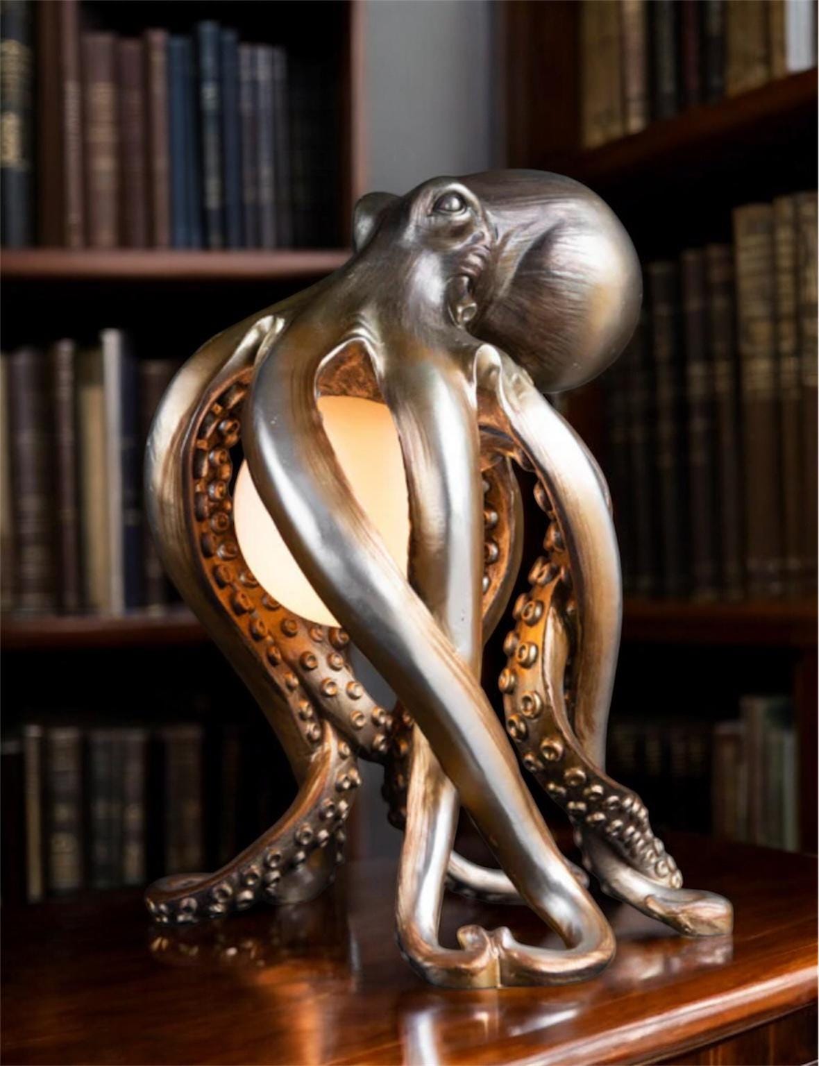 Octopus table lamp in matte gold finish *Bulb and Plug adapter included*