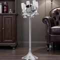 Polished Aluminium  Floor Standing Saturn Ice Bucket and Six Champagne Flutes