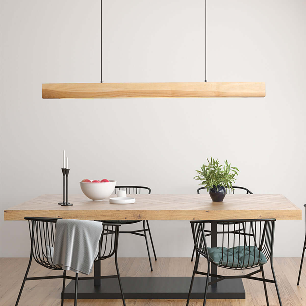 High-Powered Hanging Wooden Beam Pendant Light