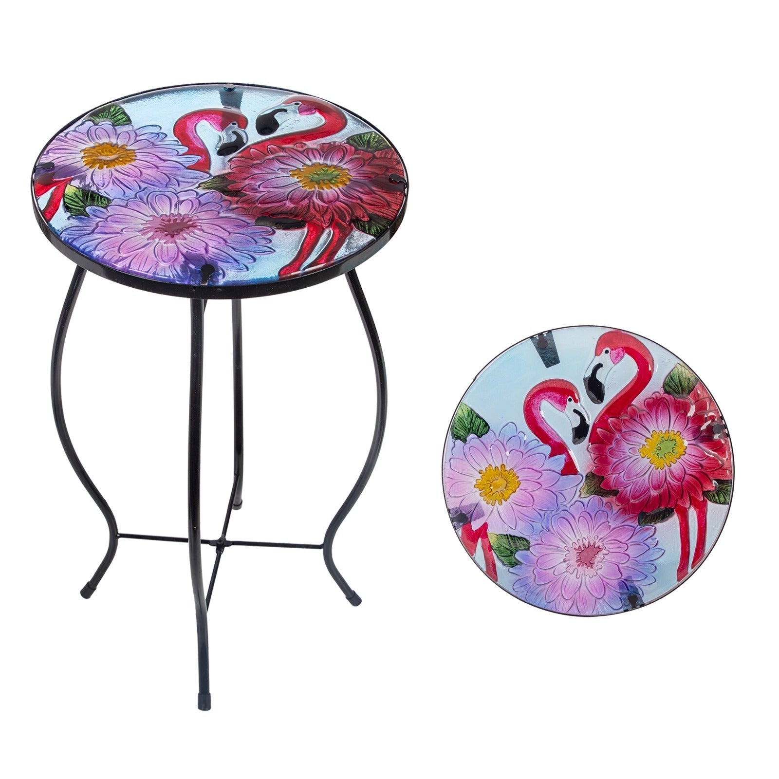 Flamingo Glass Round Mini Side Table