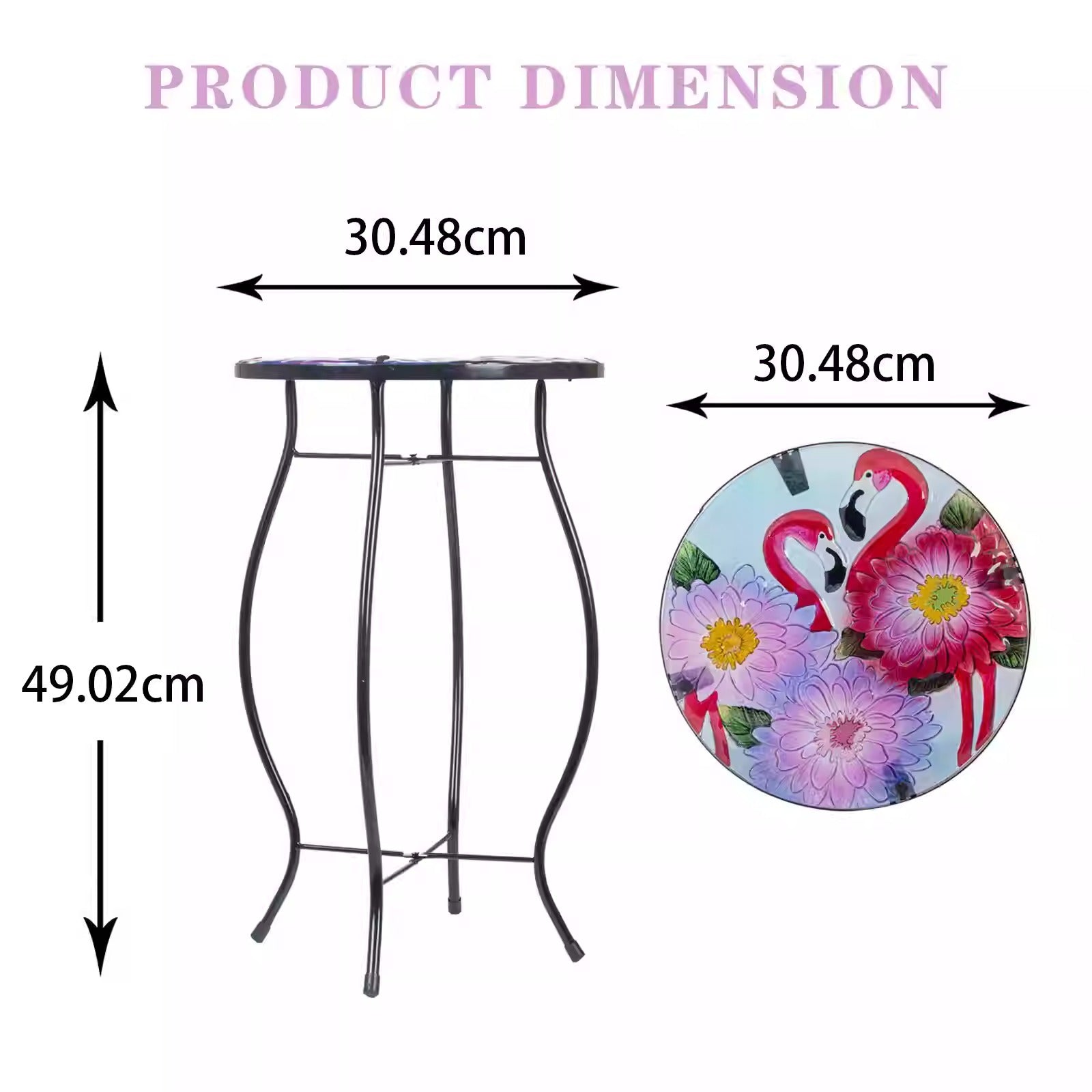 Flamingo Glass Round Mini Side Table